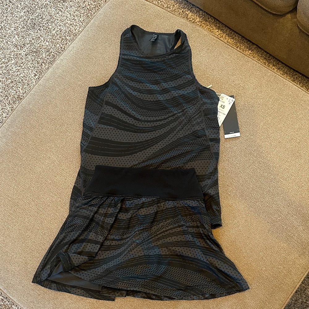 Adidas Black and Gray Tennis Tank and Skirt Set